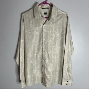 Tiger Woods x Nike Floral Long Sleeve Button Down Shirt Mens Medium Beige